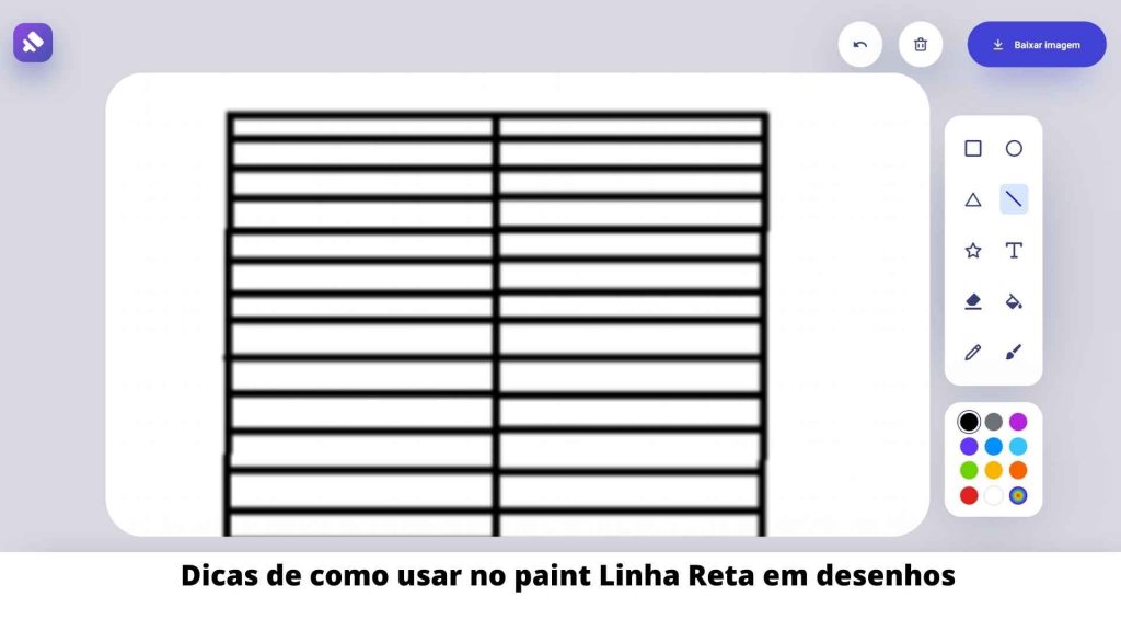 Dicas de como usar no paint  Linha Reta em desenhos