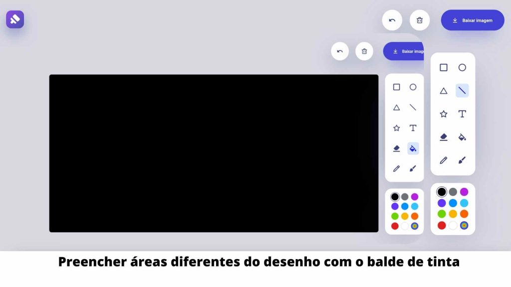 Preencher áreas diferentes do desenho com o balde de tinta (2)