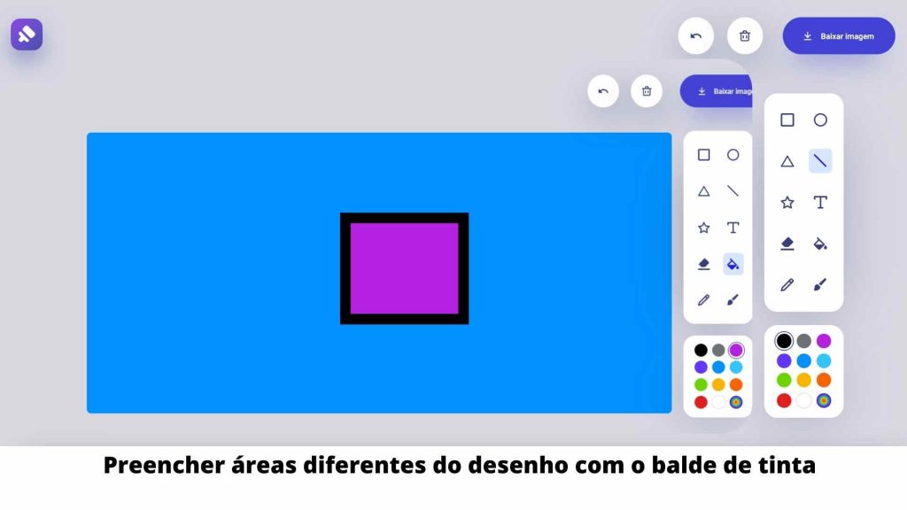 Preencher áreas diferentes do desenho com o balde de tinta (3)