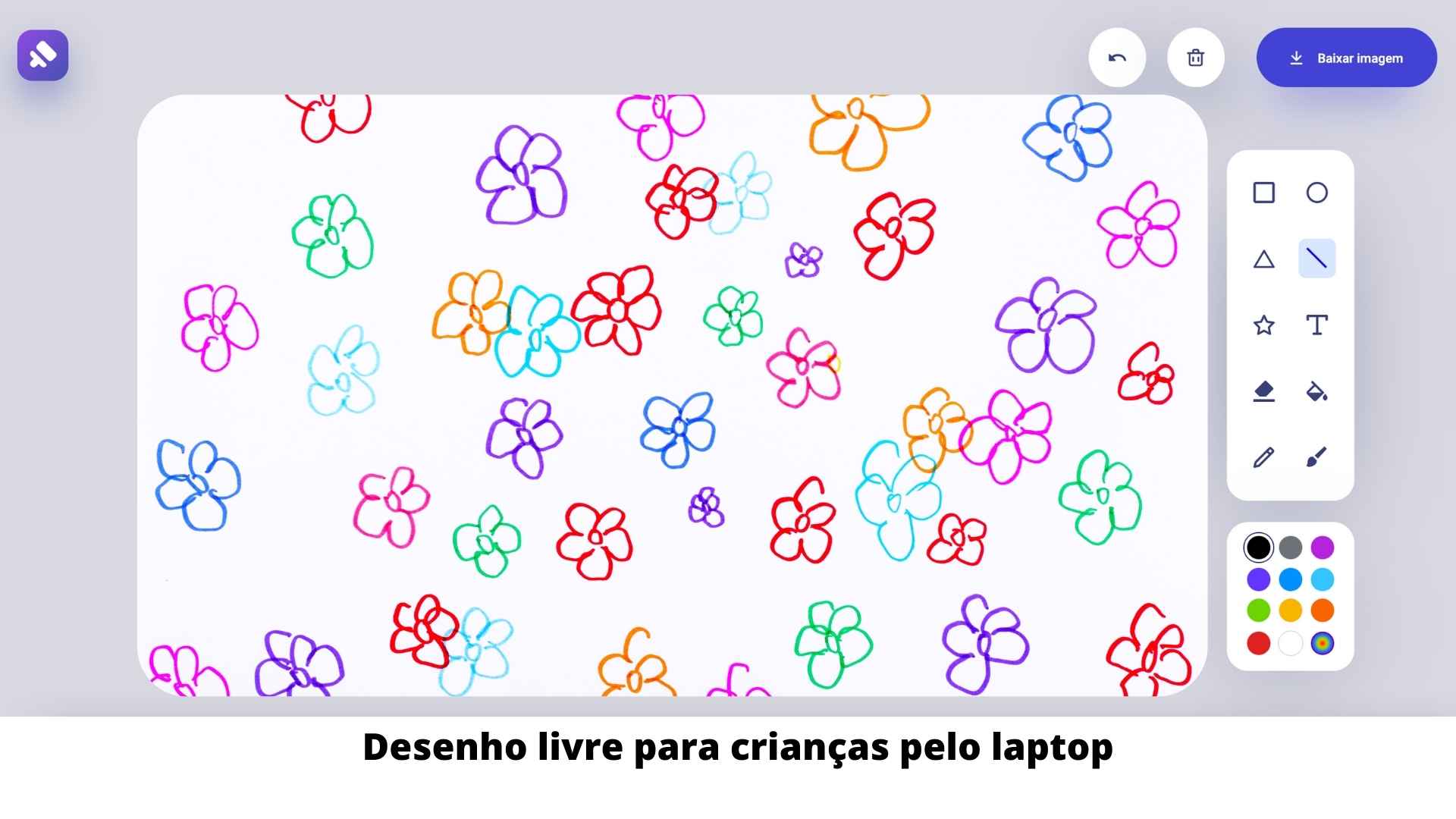Desenho livre para crianças pelo laptop