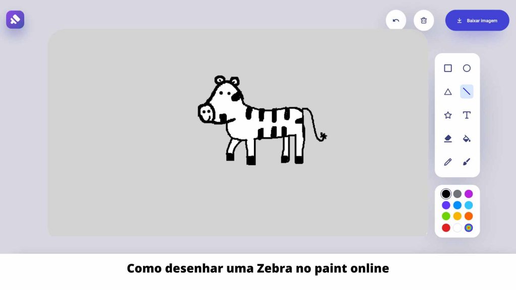 Como desenhar uma Zebra no paint online
