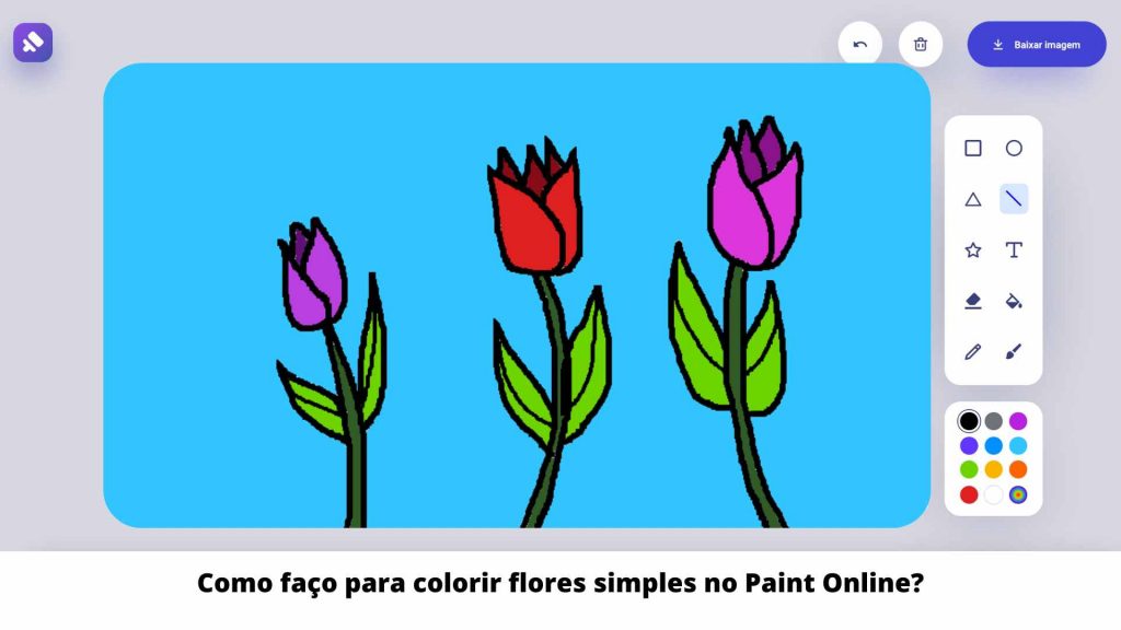 Como faço para colorir flores simples no Paint Online