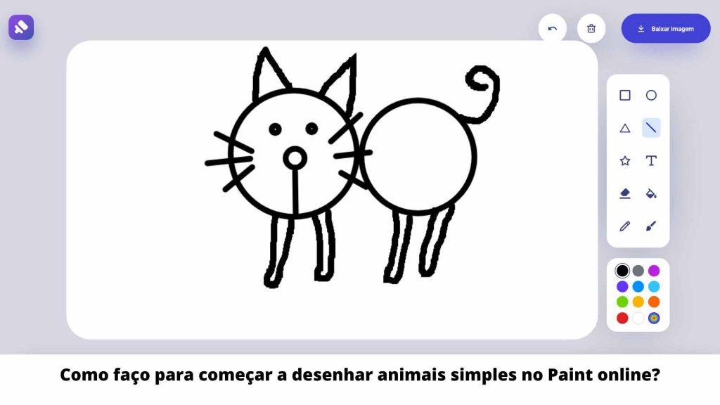 Como faço para começar a desenhar animais simples no Paint online (1)