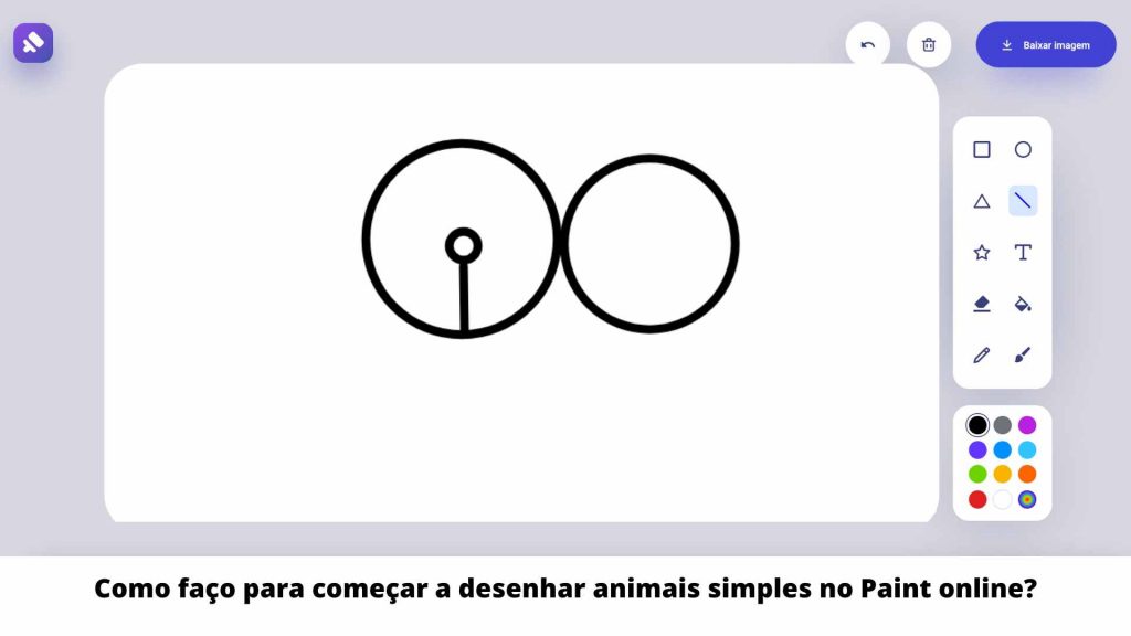 Como faço para começar a desenhar animais simples no Paint online