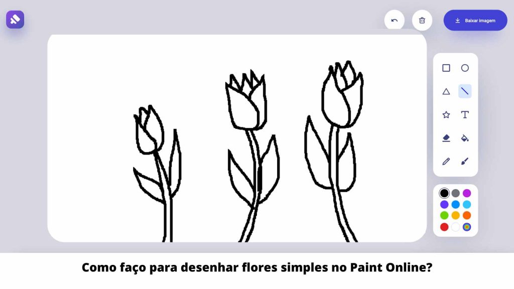 Como faço para desenhar flores simples no Paint Online