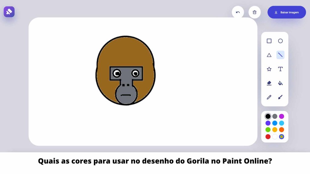 Quais as cores para usar no desenho do Gorila no Paint Online