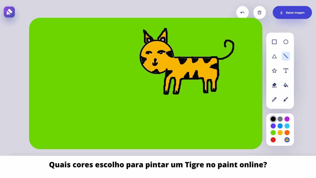 Quais cores escolho para pintar um Tigre no paint online