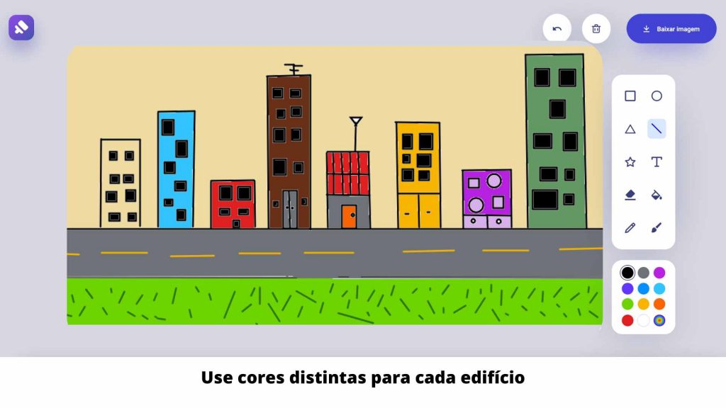 Use cores distintas para cada edifício