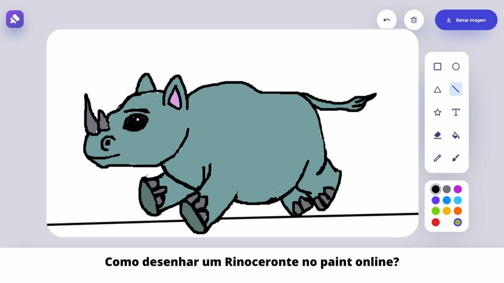 Como desenhar um Rinoceronte no paint online
