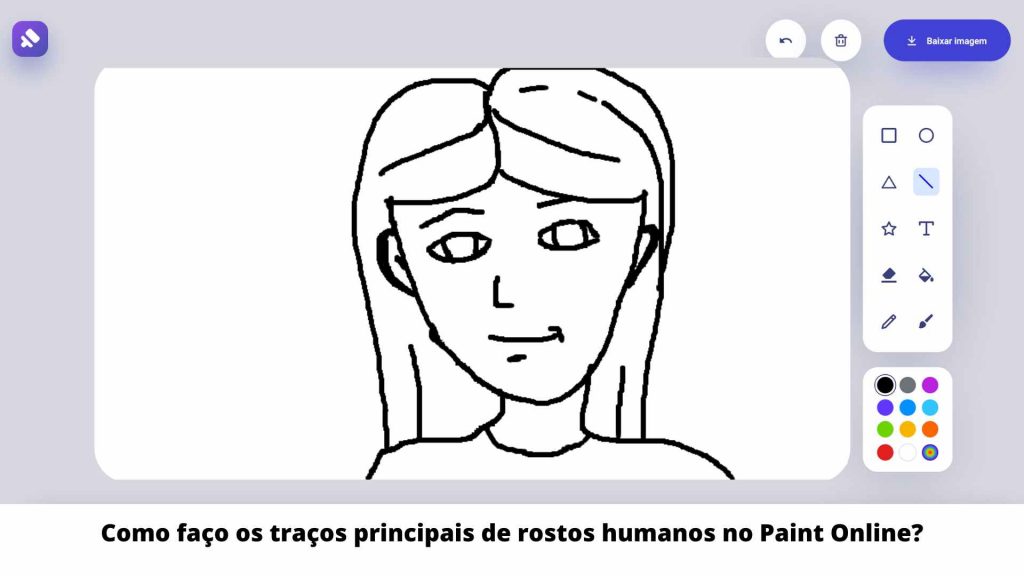 Como faço traços principais de rostos humanos no Paint Online