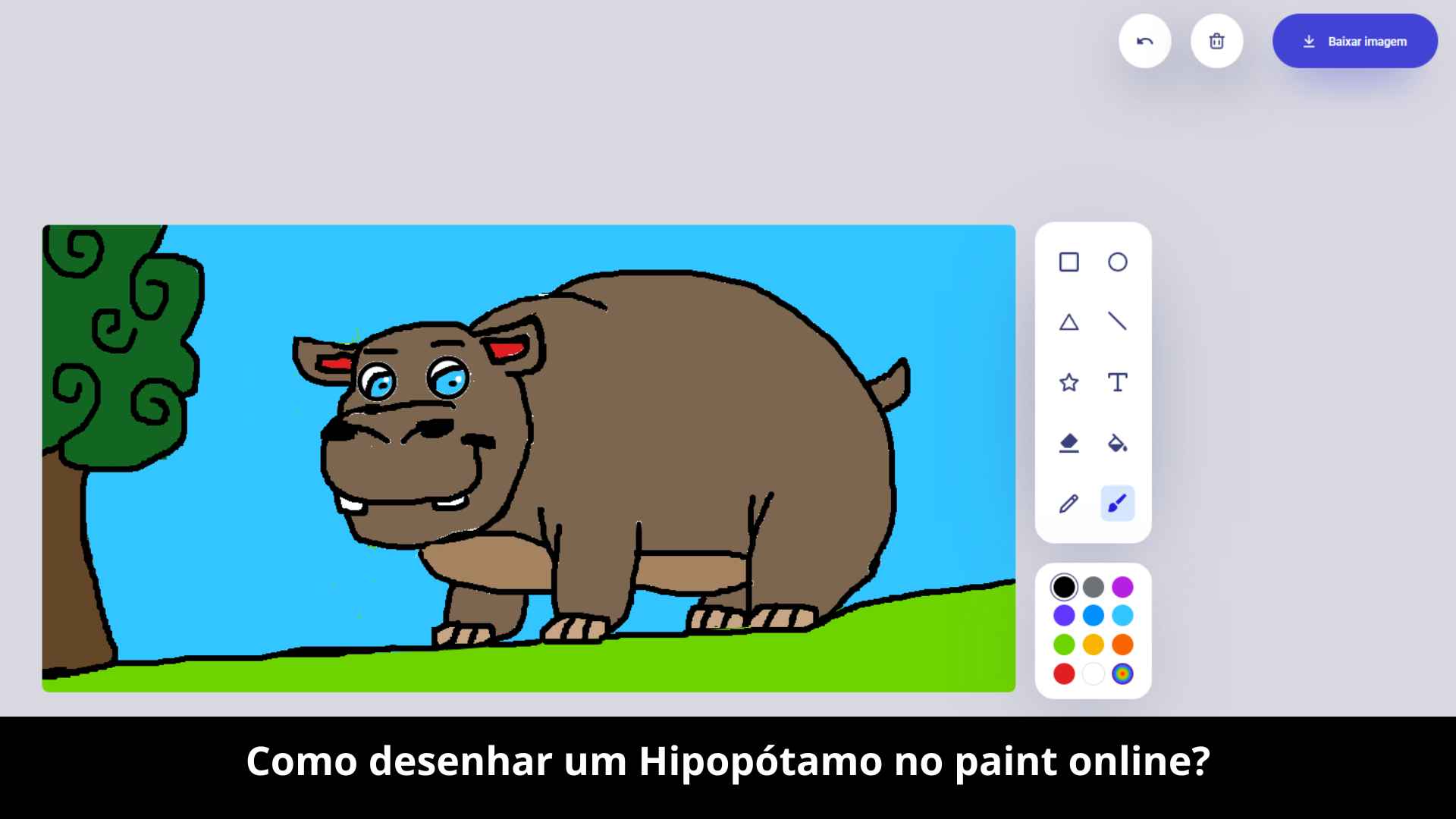 Como desenhar um Hipopótamo no paint online?