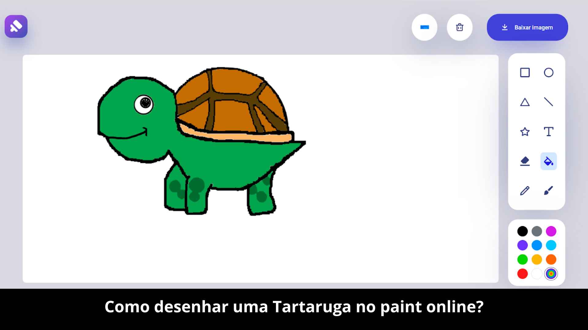Como desenhar uma Tartaruga no paint online?