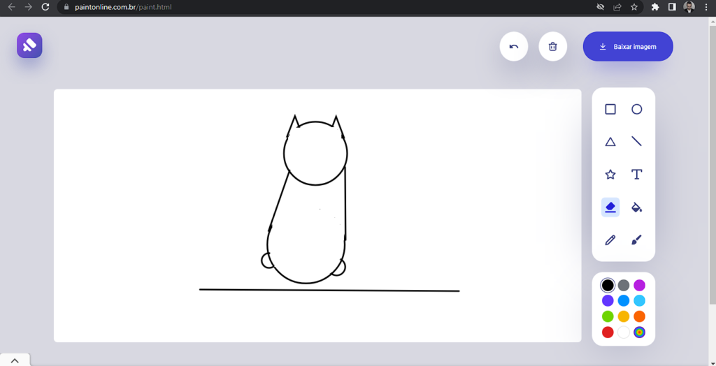 Como faço para desenhar um gato no Paint online