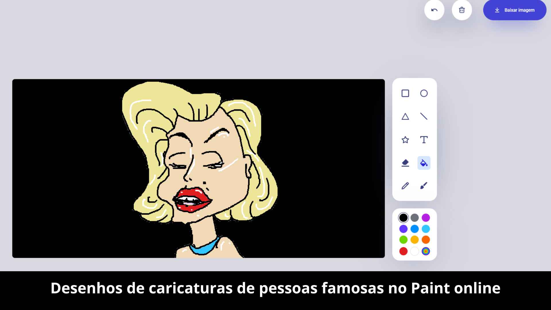 Desenhos de caricaturas de pessoas famosas no Paint online