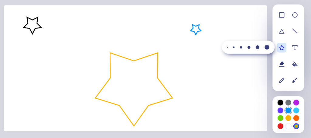 Qual tamanho de estrela posso fazer no paint online